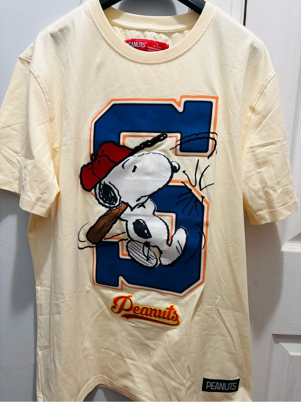 Peanuts Snoopy Baseball Tee - Cream/Blue/Red